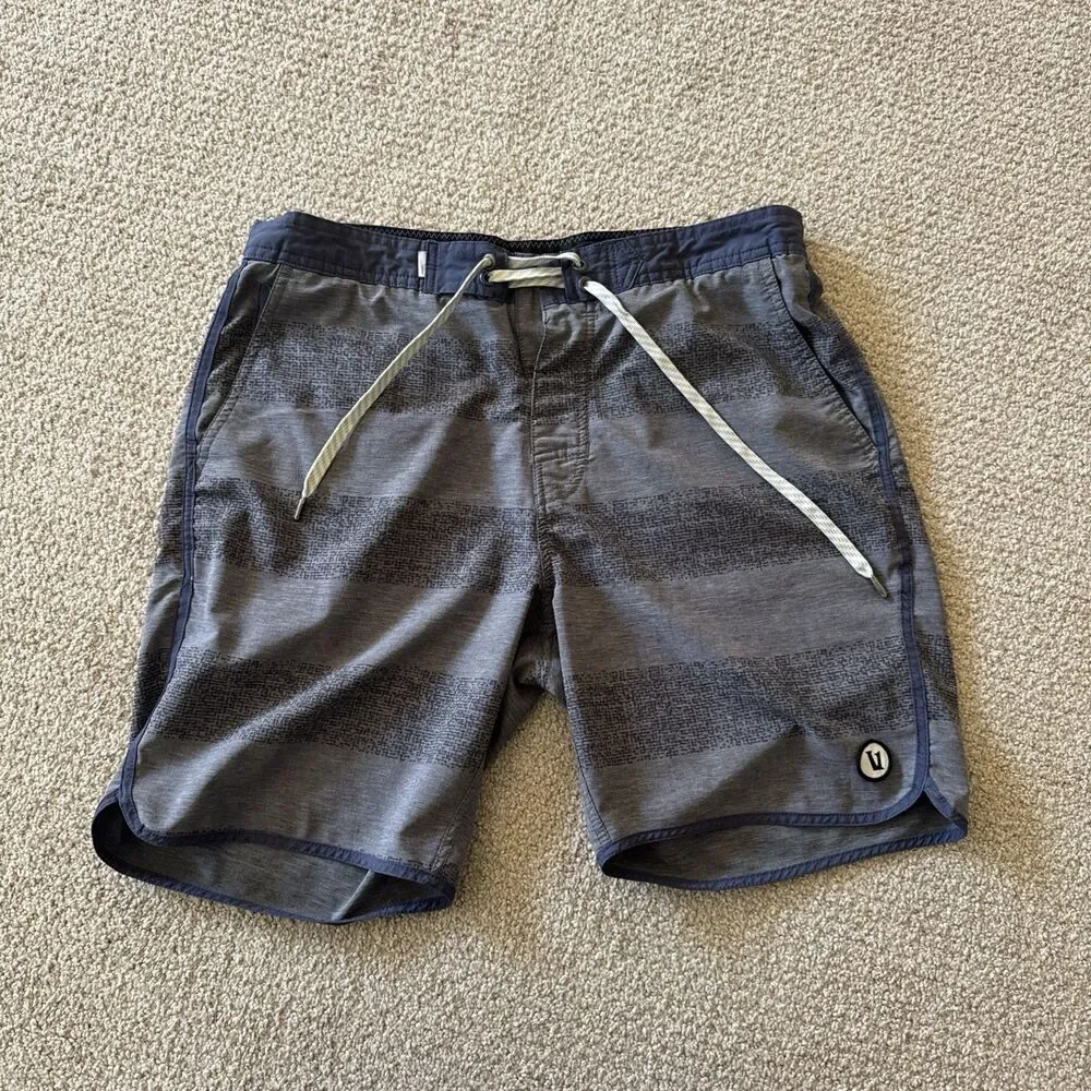 Vuori Men's Gray Polka Dot Board Shorts Size 32 Drawstring Waist Swim